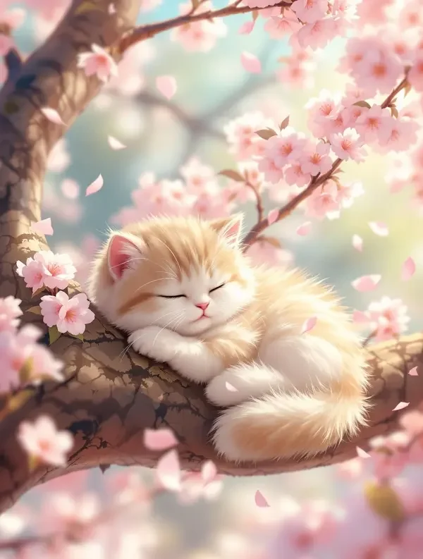 樱花与猫 动画 萌宠 治愈 樱花与猫